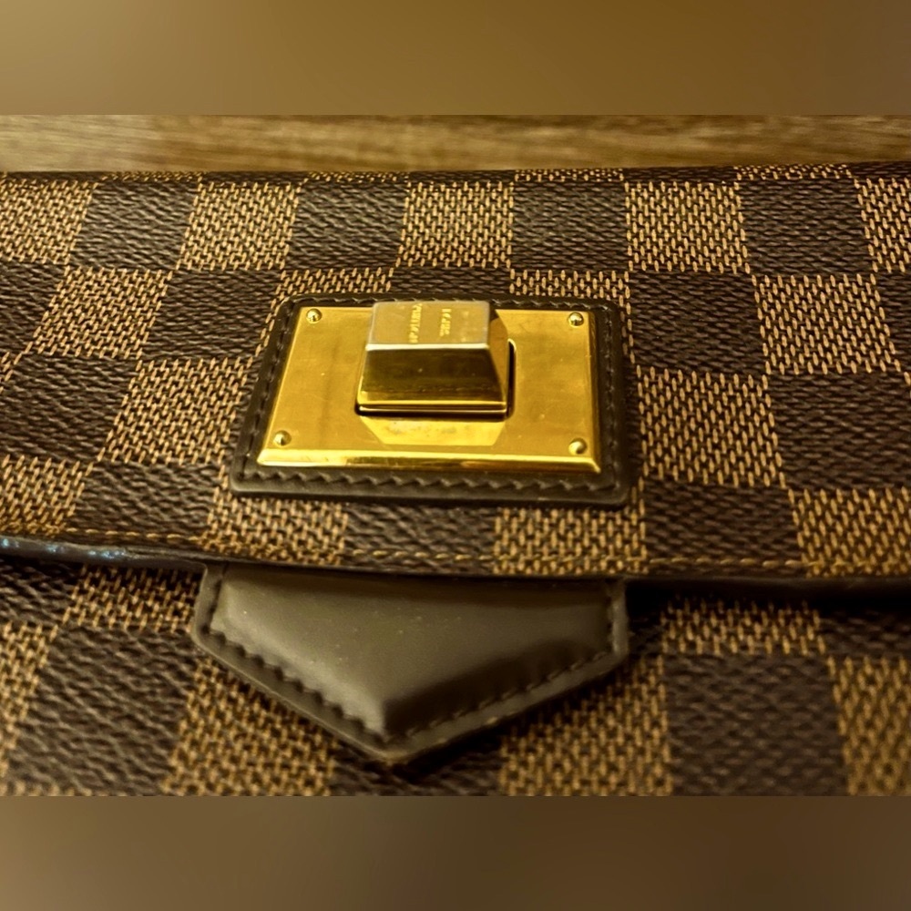 Louis Vuitton Damier Ebene RoseberyTurn Lock Flap Closure Long Wallet LV Dusty - Picture 8 of 14